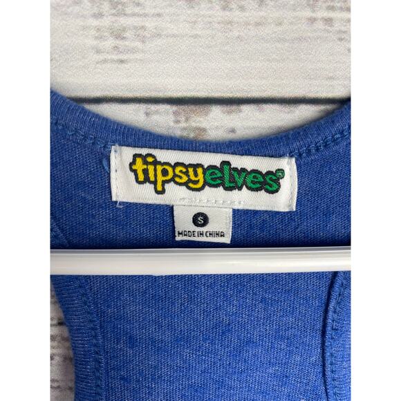 Tipsy Elves Blue Razorback Tank Top Cat Aviator Sunglasses Small Funny Weird - Picture 3 of 8